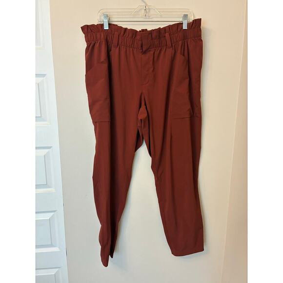 Athleta Skyline Pants Size 16 Rust Orange Ankle Travel Athleisure Pull On - Picture 1 of 6